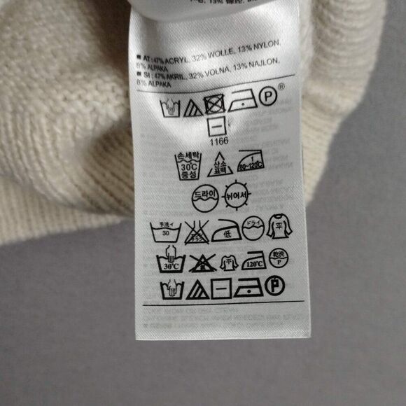 Banana Republic Wool Blend Long Sleeve Ribbed Hem Sweater Ivory Cream Size M - Picture 9 of 9